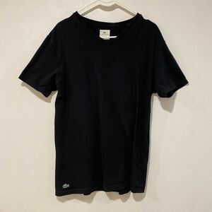 Lacoste Men’s Black V-Neck T-Shirt Logo Tee Size L